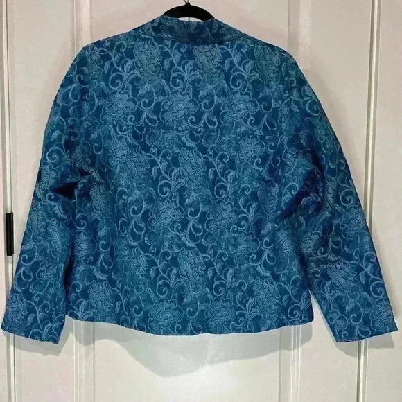 TANJAY BLUE FLORAL PRINT BLUE BLAZER JACKET SIZE MEDIUM - Picture 6 of 6